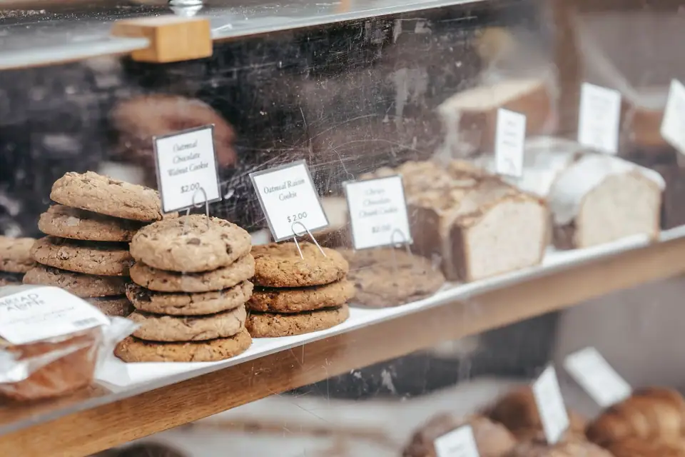 Assorted pastries on a counter (stock photo)